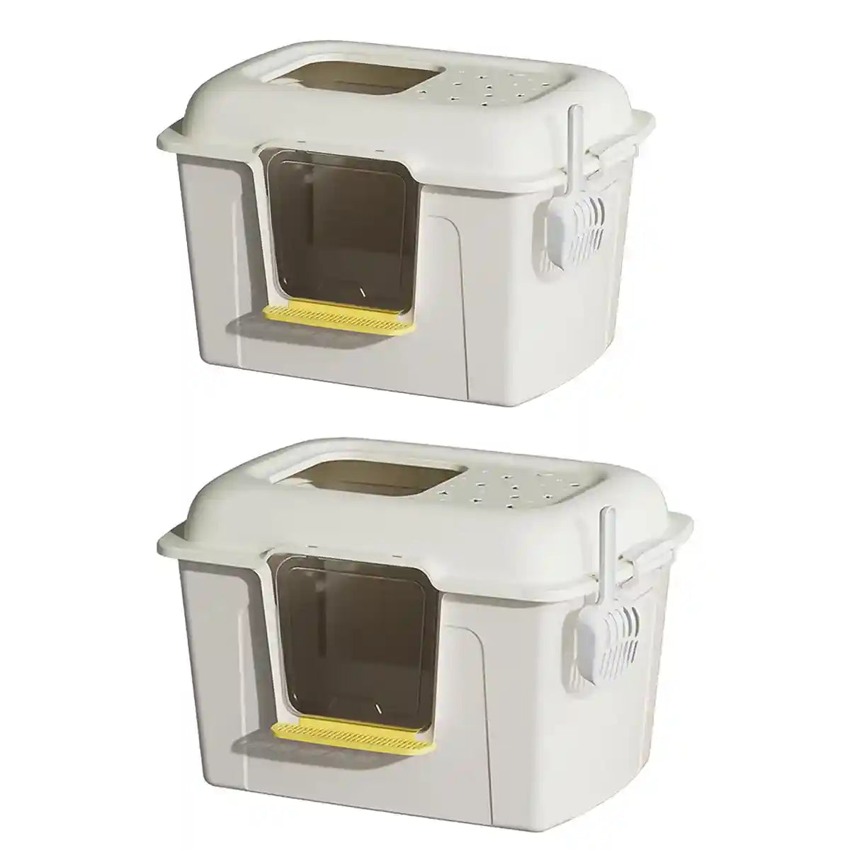 Spacious Enclosed Cat Litter Box With Dual Entry & Scoop