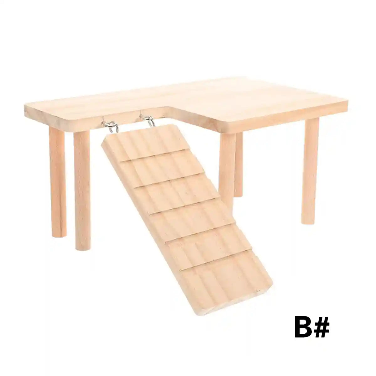 Wooden Hamster Platform With Ramp And Stairs For Climbing And Rest