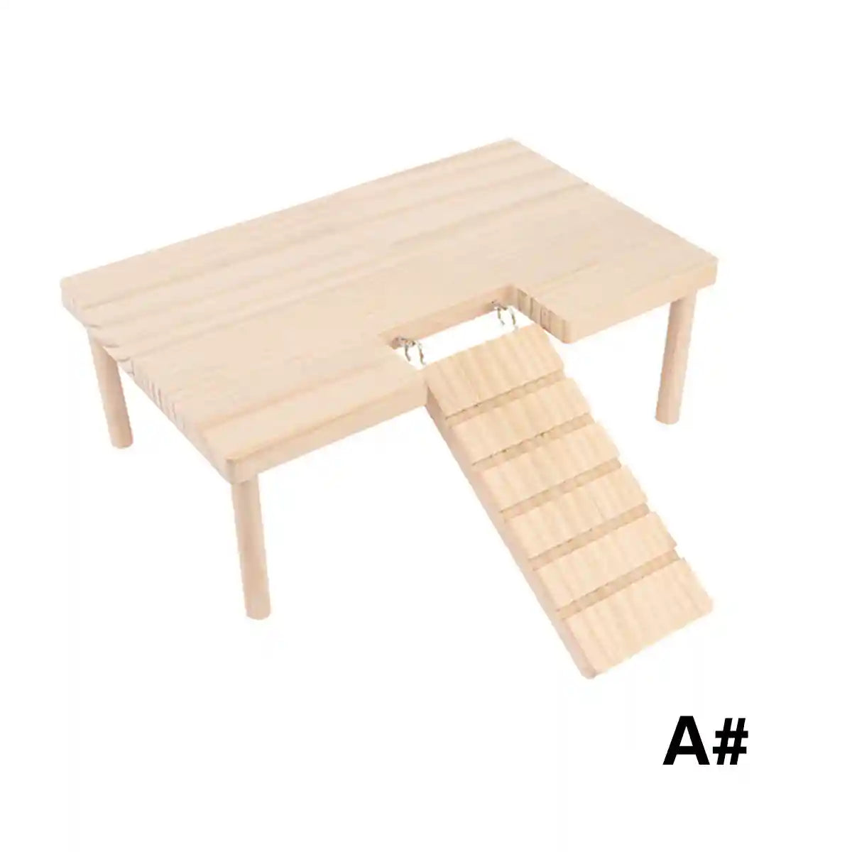 Wooden Hamster Platform With Ramp And Stairs For Climbing And Rest