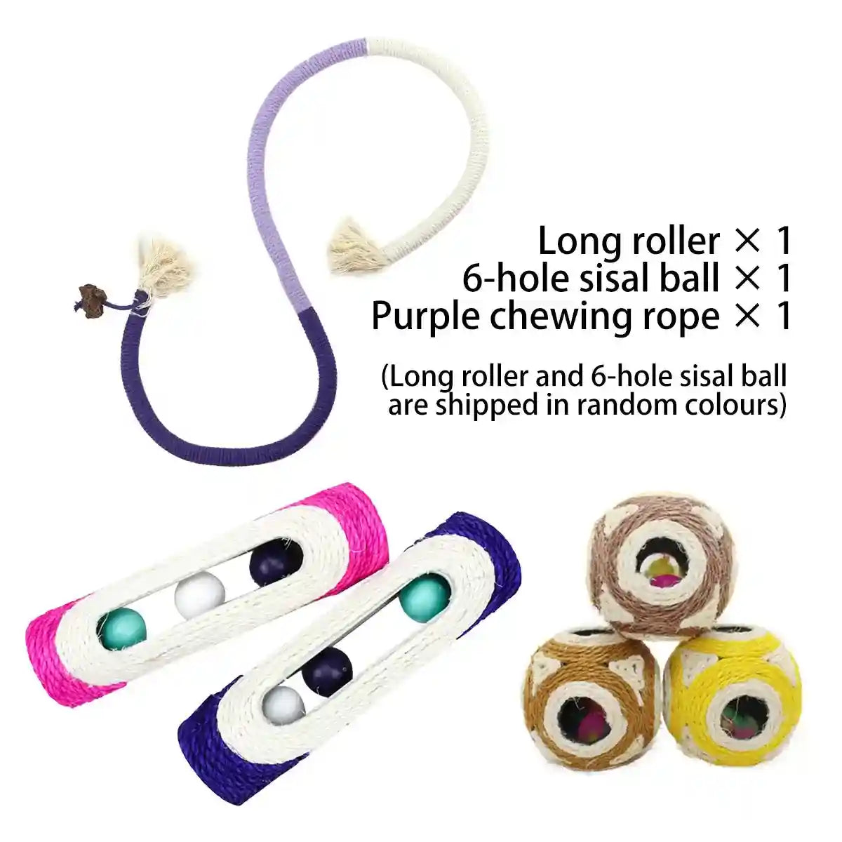 3PCS Interactive Chew & Scratch Toys with Cat Play Set for Indoor Fun