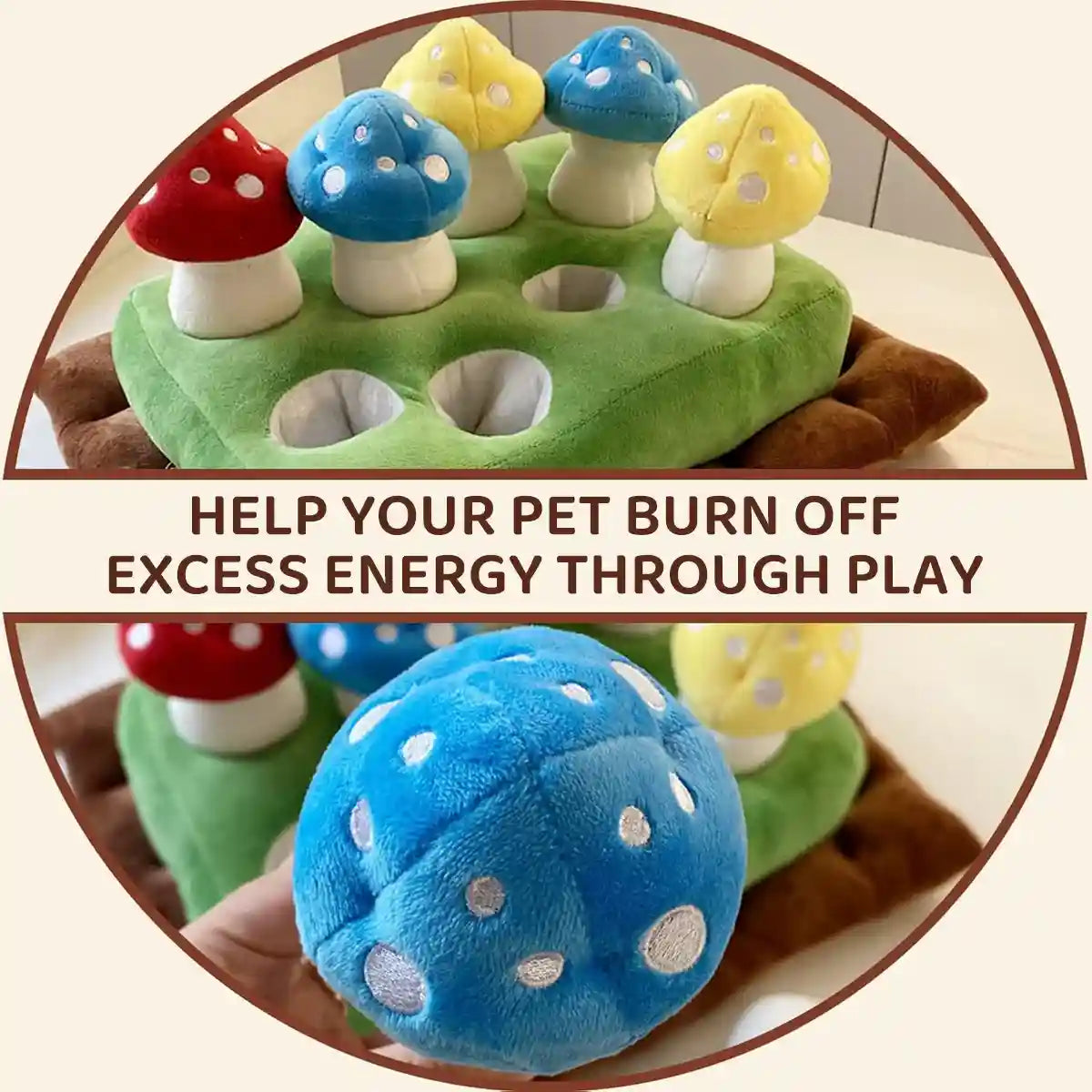 Colourful Mushroom Ground Plush Toy Pet Dog Interactive Educational Grass Toy