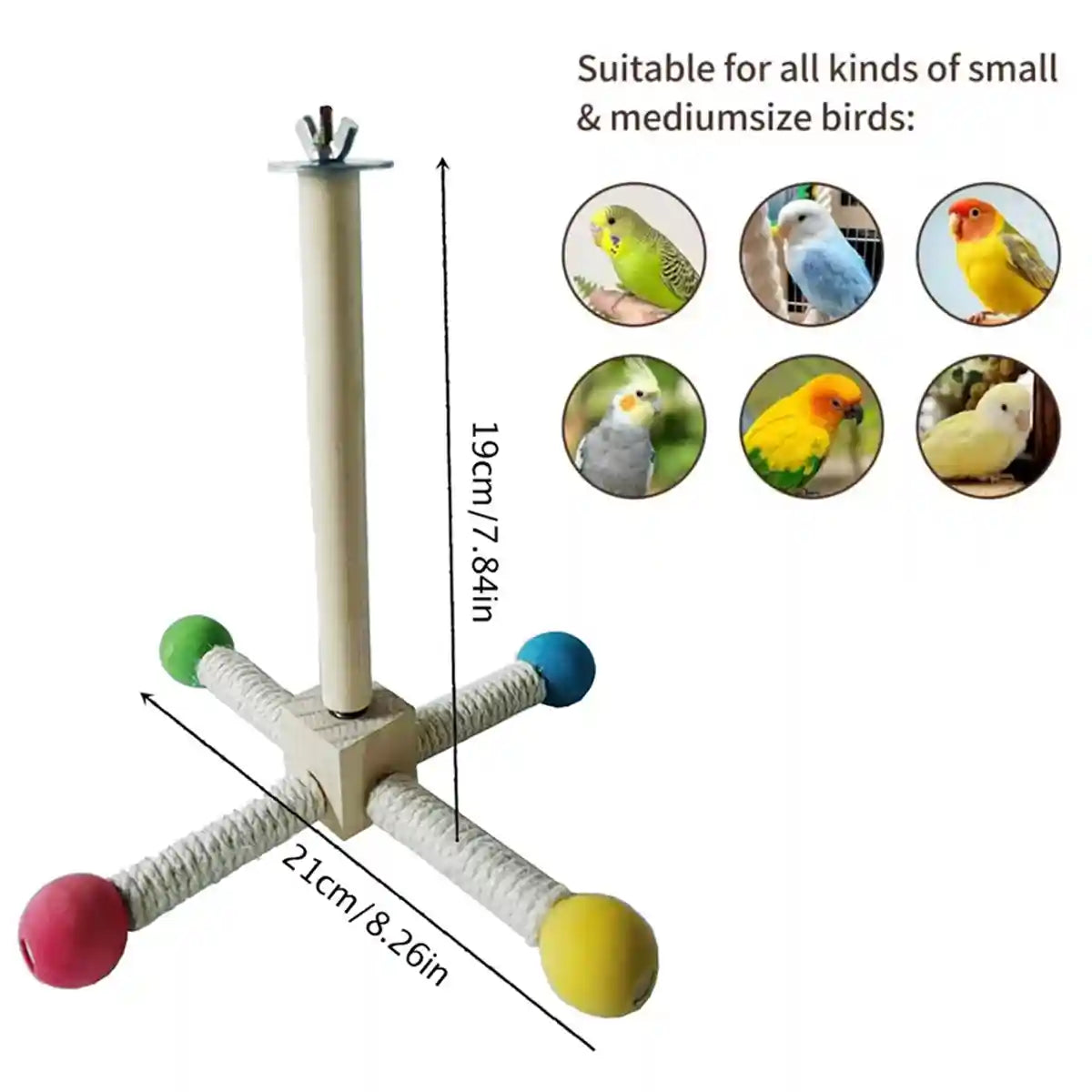 360° Rotating Bird Stand with Silent Bearings for Parrots and Budgies