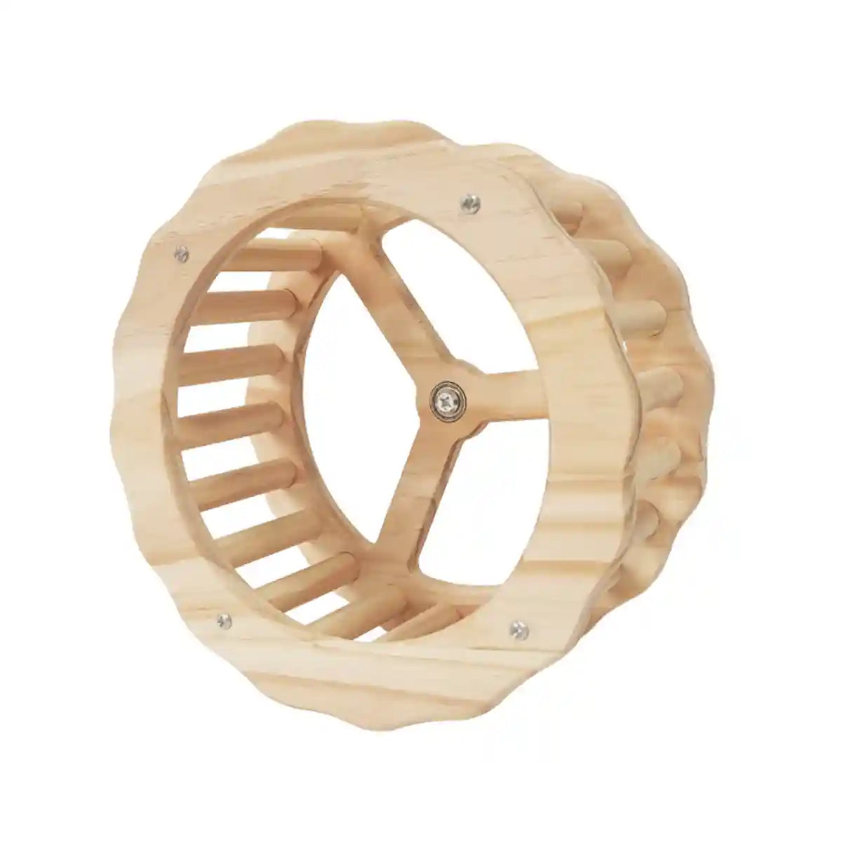 Wooden Parrot Toy Set with Spinning Wheel & Rocker for Cage Mounting