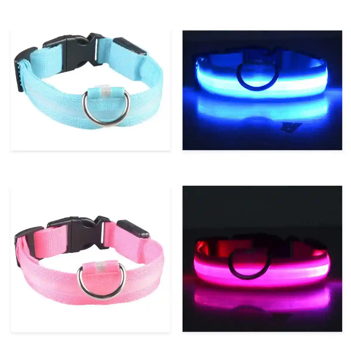 USB Rechargeable Light Up Dog Collar Glow in the Dark Safety for Night Walks