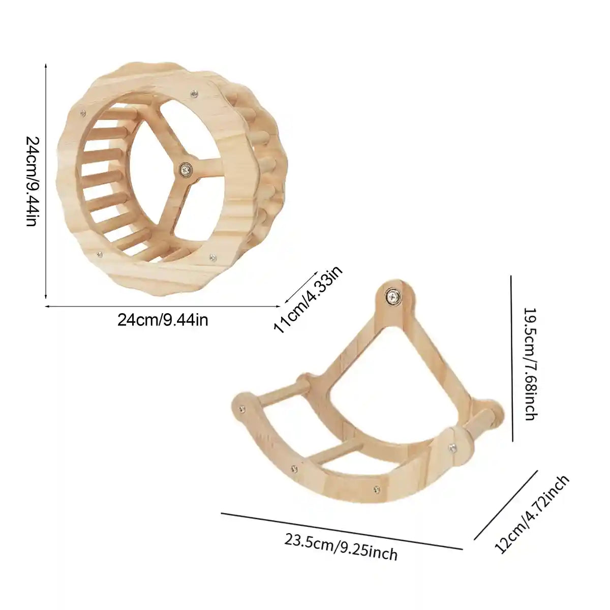 Wooden Parrot Toy Set with Spinning Wheel & Rocker for Cage Mounting