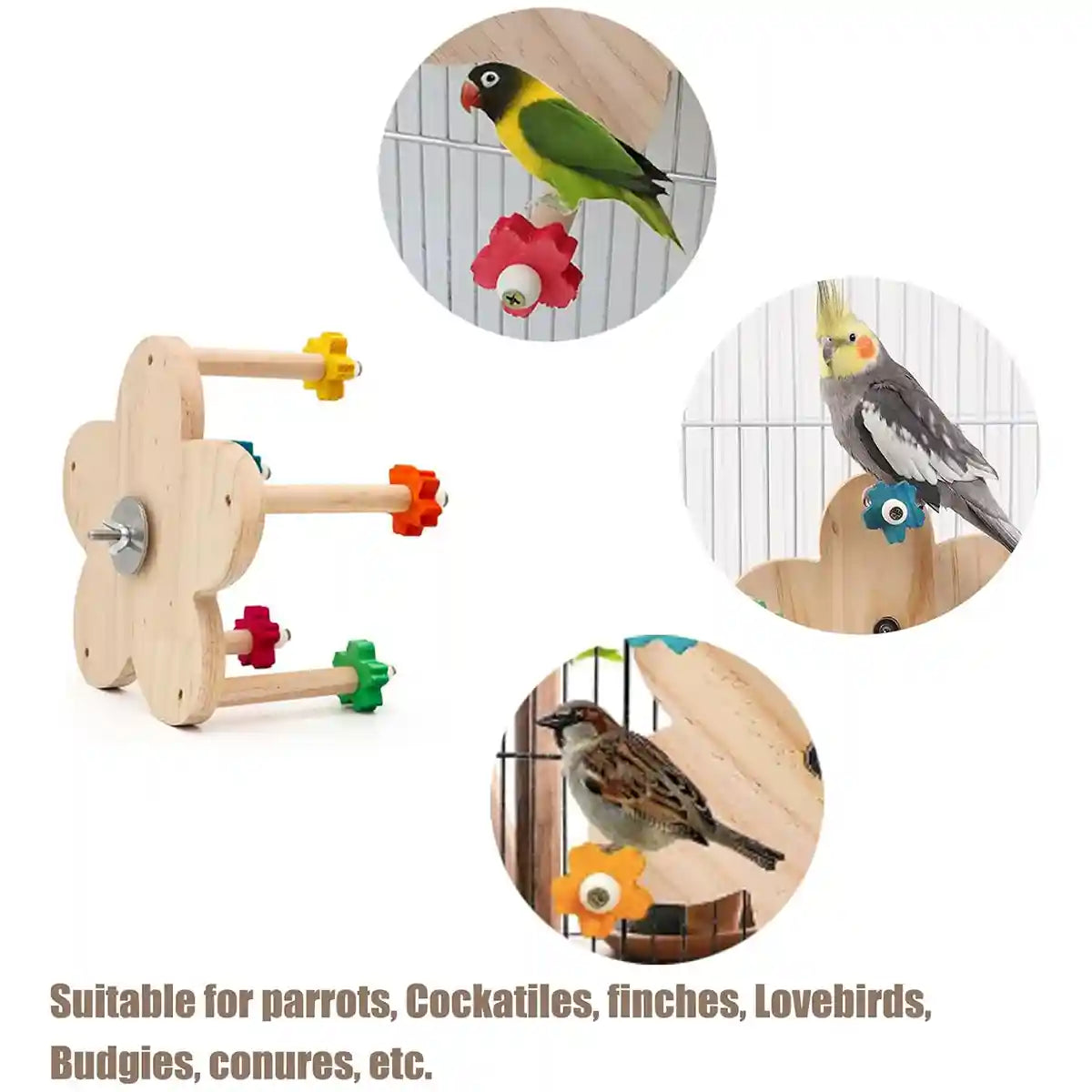 Rotatable Ferris Wheel Parrot Toy for Cage Play and Chewing