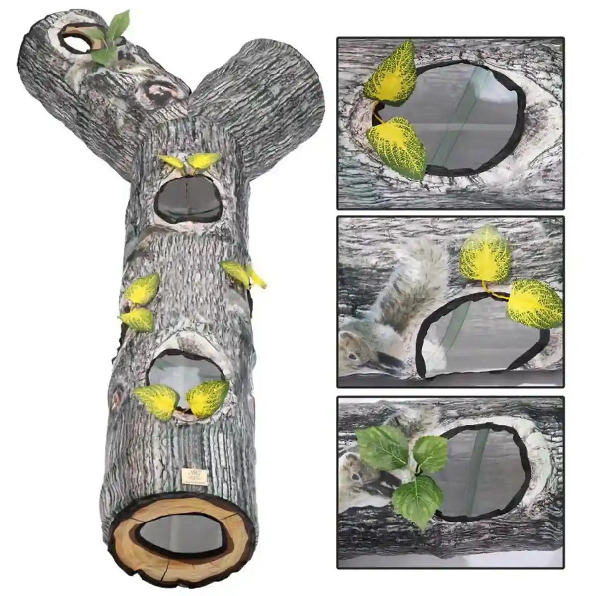 Y-Shaped Tree Trunk Cat Tunnel for Indoor & Outdoor Pet Play