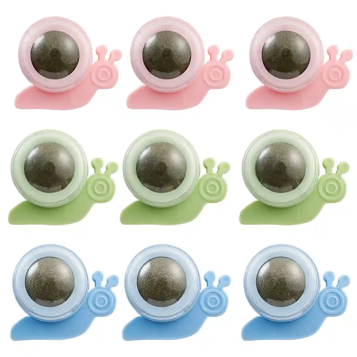Snail Shape Catnip Toy Set With Adhesive Back and Mint Ball