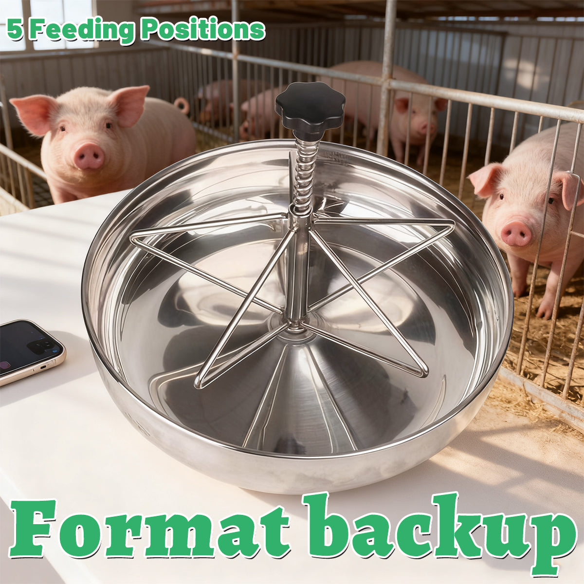 Piglet Feeding Trough Stainless Steel Round Basin Feeder Bowl for Farm Livestock