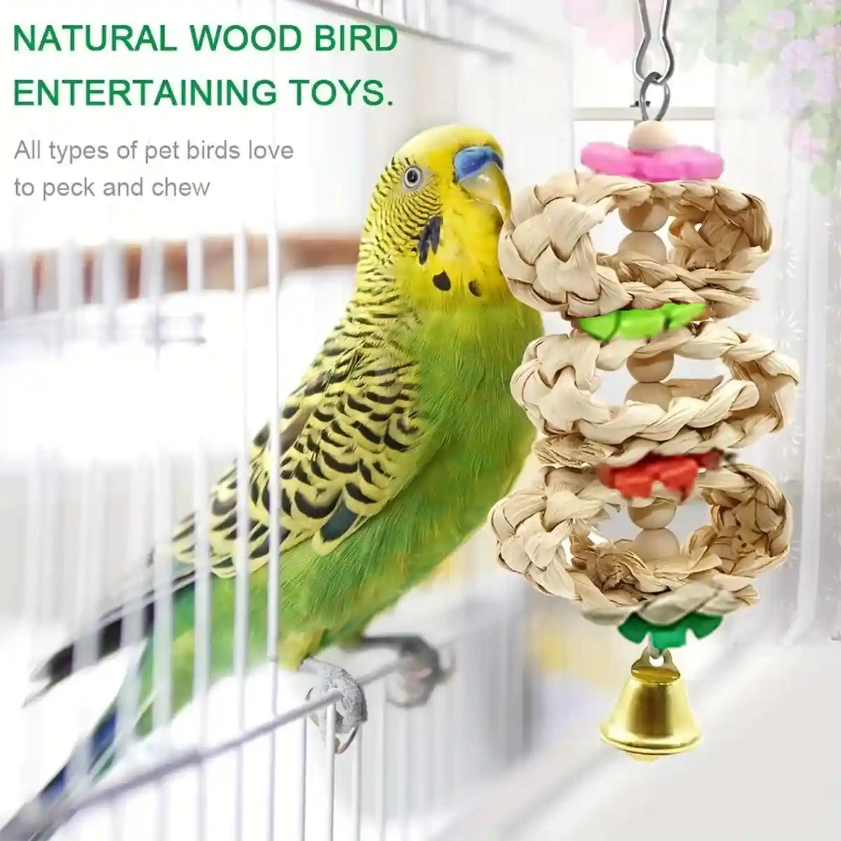 9PCS Bird Toys Set for Parrots Wooden Chew Swing Ladder Kit