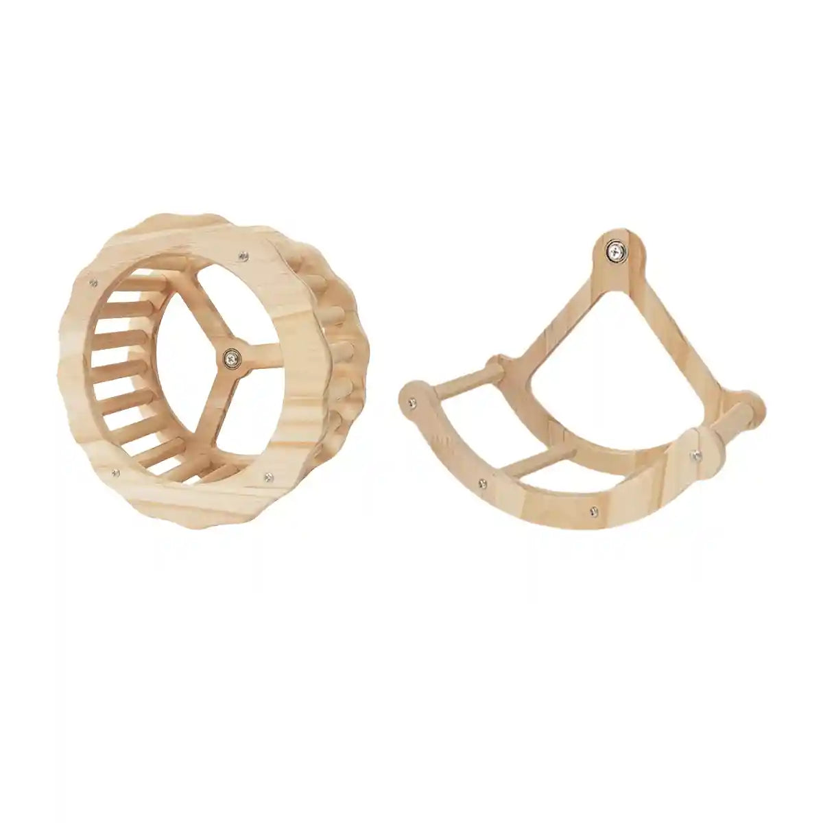 Wooden Parrot Toy Set with Spinning Wheel & Rocker for Cage Mounting