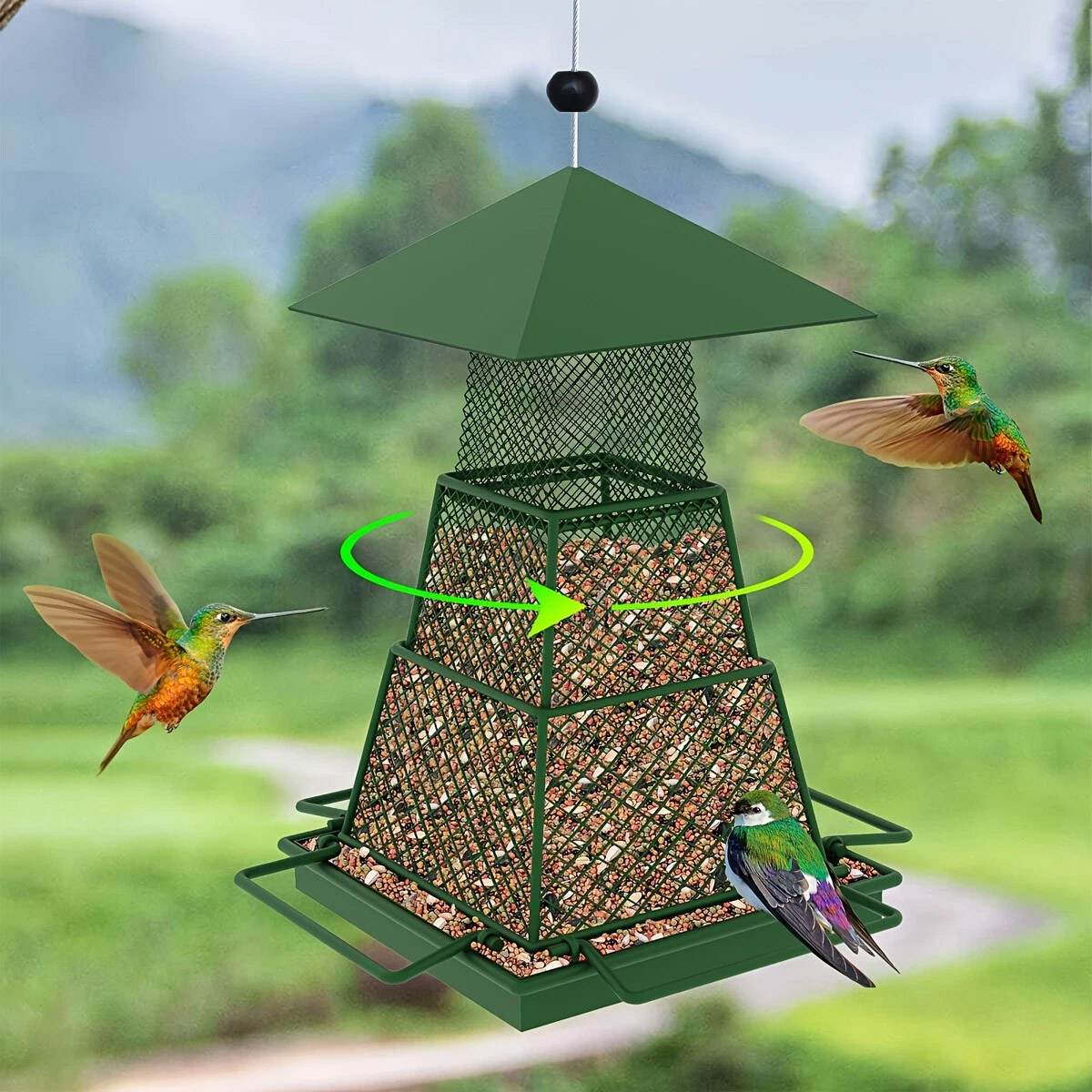 Retractable Outdoor Bird Feeder - Extendable Hanging Metal Bird Feeder for Garden