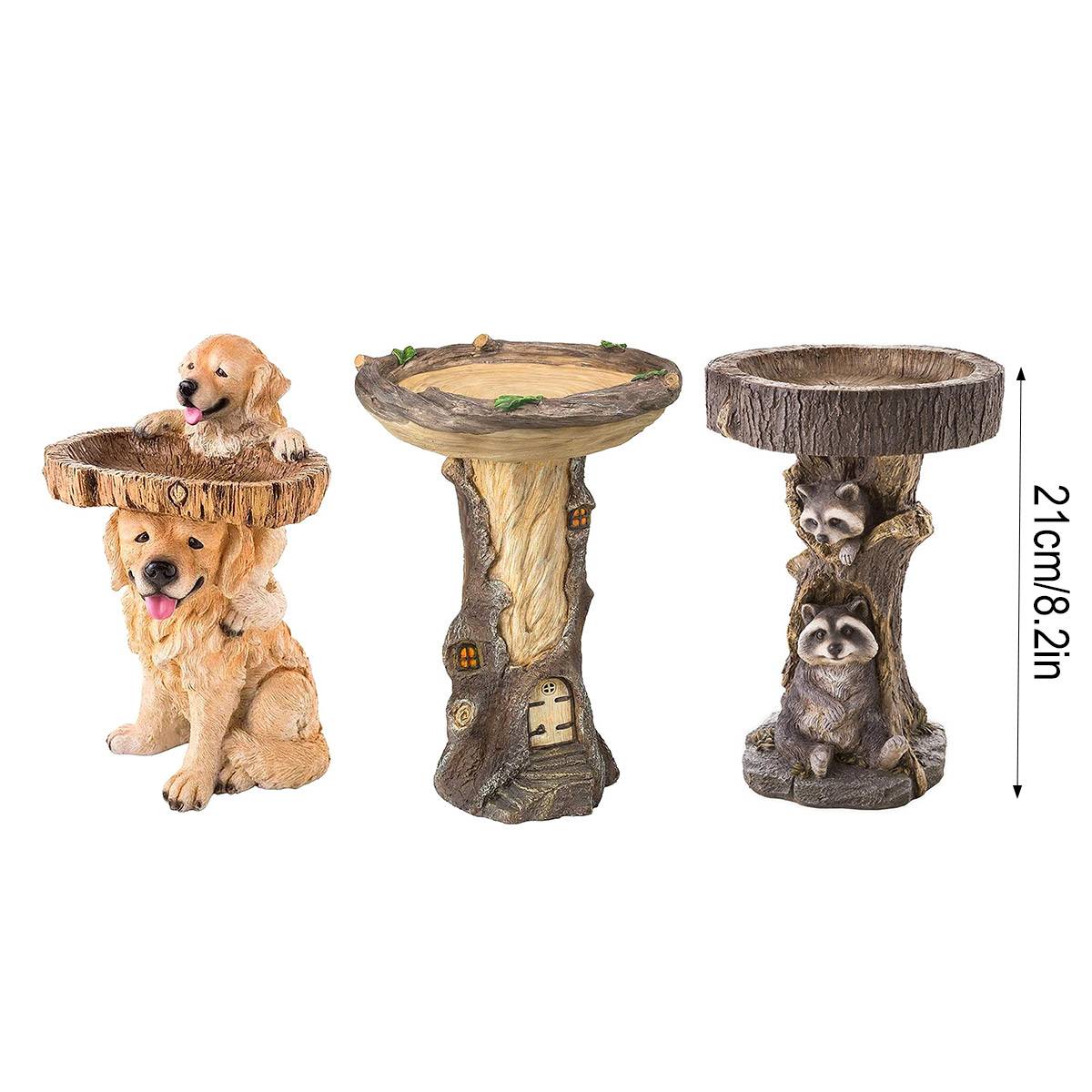 Resin Bird Feeder Birdbath Statue - Outdoor Garden Decor with Animal Design