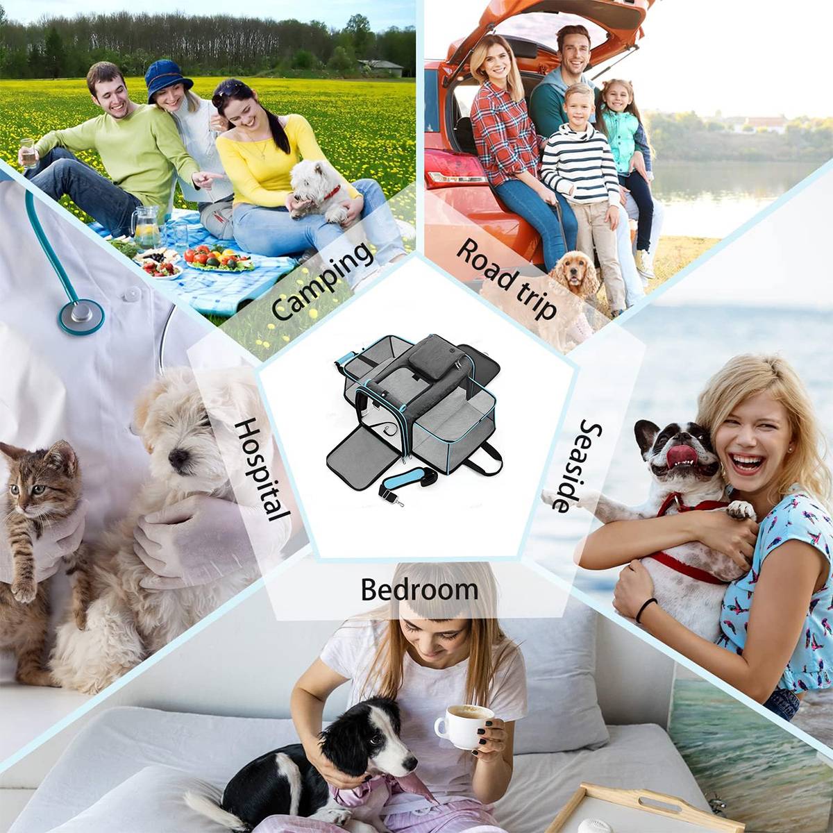Cat Carrier Bag - Expandable Travel Pet Bag (48x30x31cm)