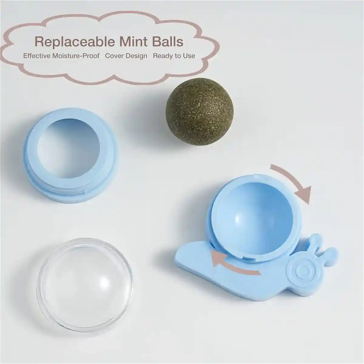 Snail Shape Catnip Toy Set With Adhesive Back and Mint Ball