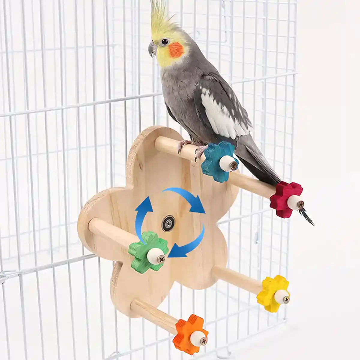 Rotatable Ferris Wheel Parrot Toy for Cage Play and Chewing