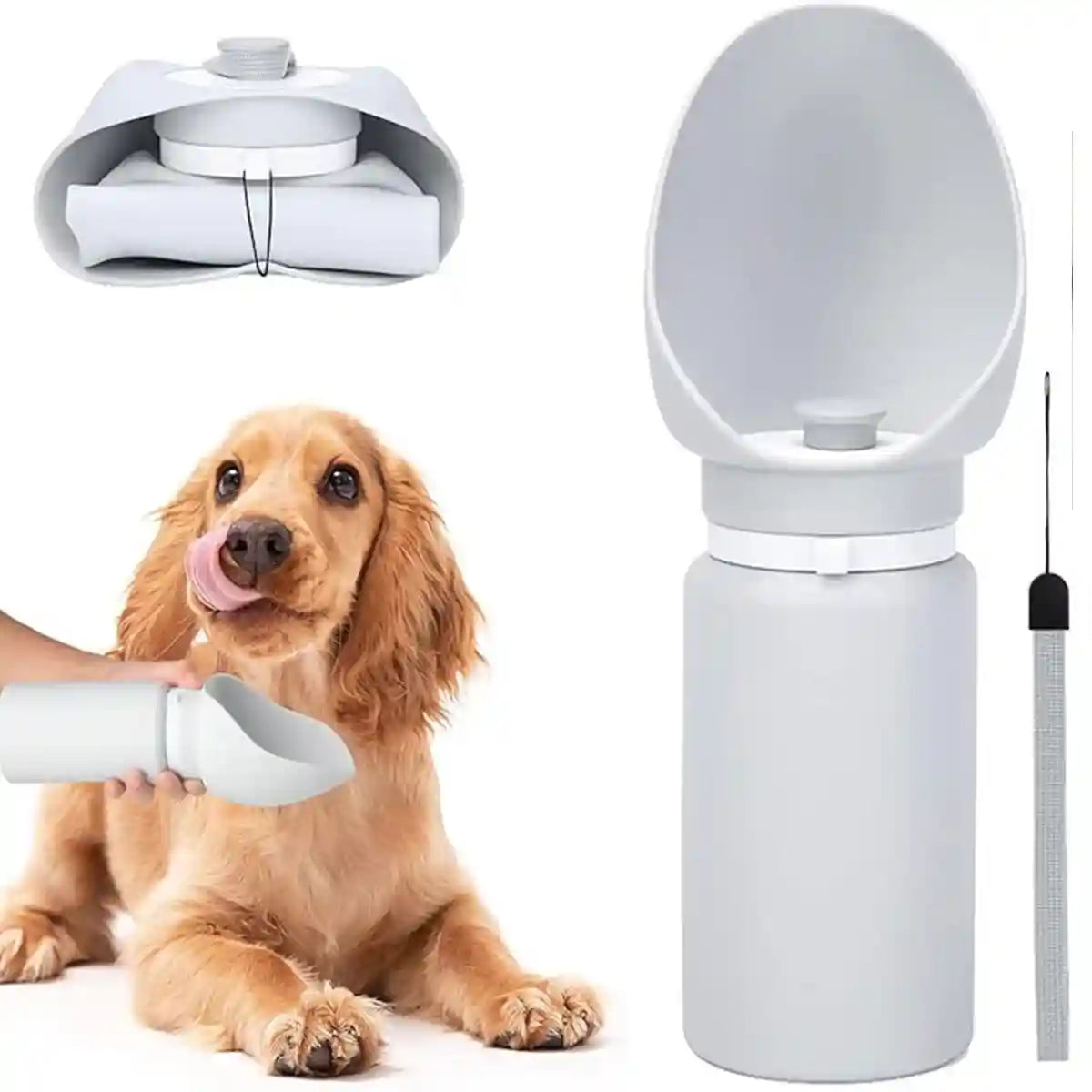 Foldable Dog Water Bottle 550ml Leakproof Pet Travel Dispenser