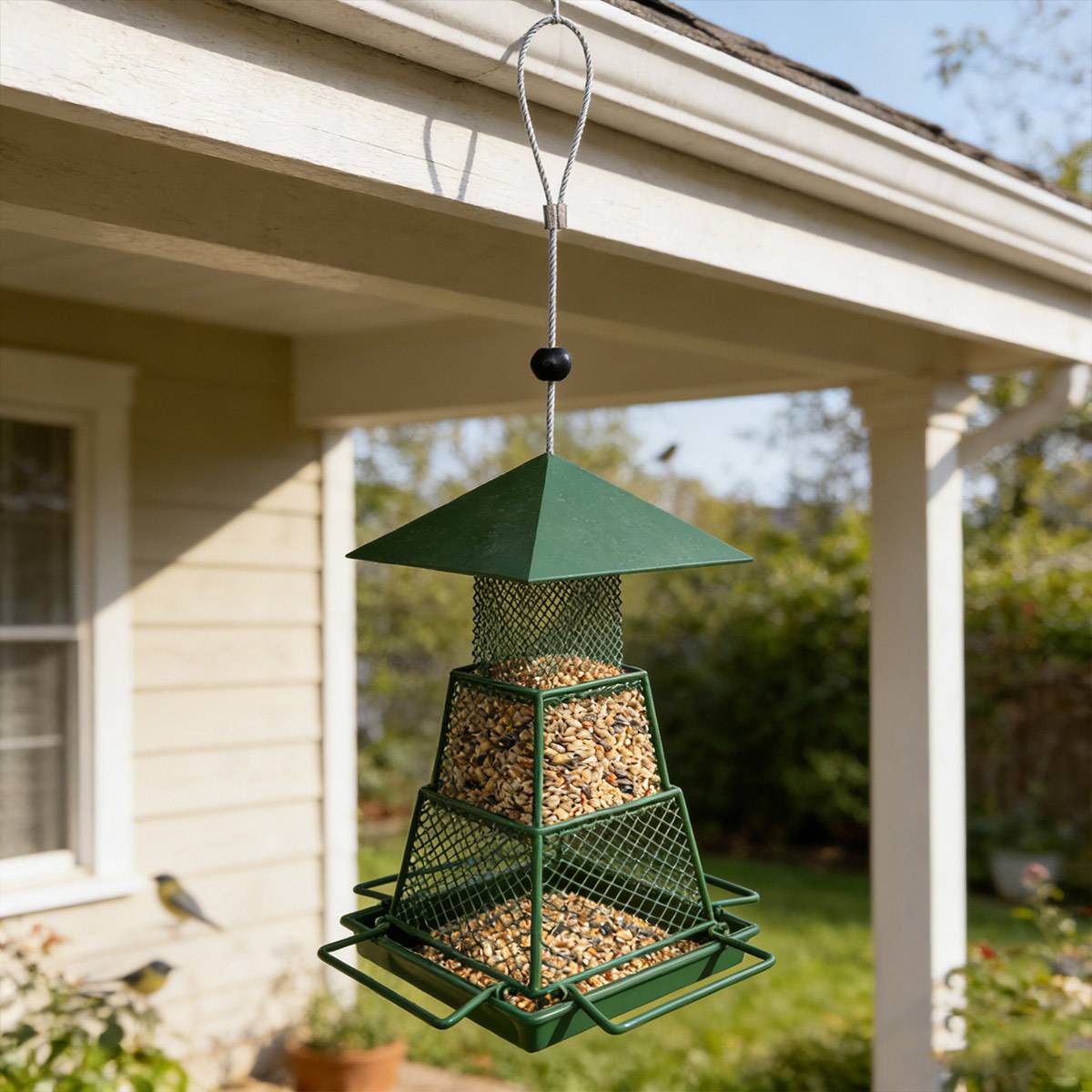 Retractable Outdoor Bird Feeder - Extendable Hanging Metal Bird Feeder for Garden