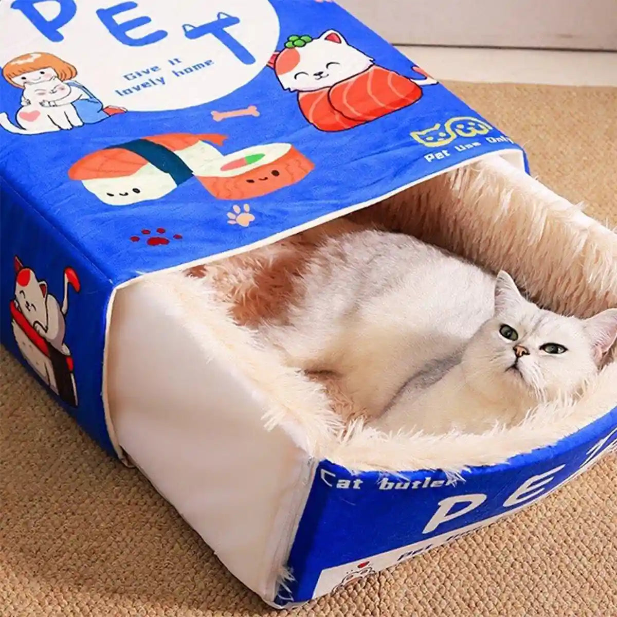 Warm Rectangular Pet Bed with Plush Interior