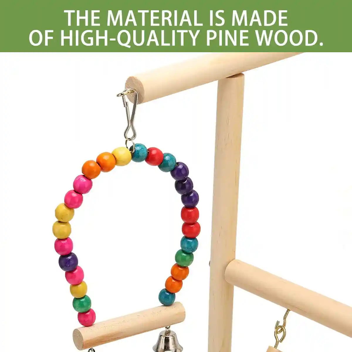 Wooden Parrot Playground With Swing Ladder Feeder And Perch