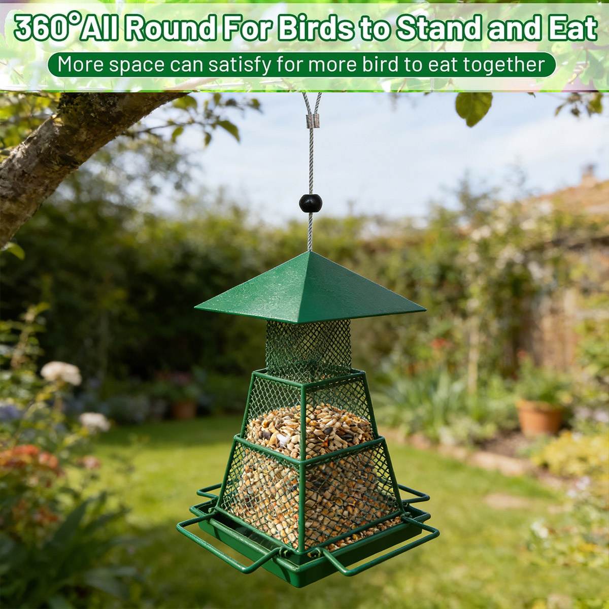 Retractable Outdoor Bird Feeder - Extendable Hanging Metal Bird Feeder for Garden