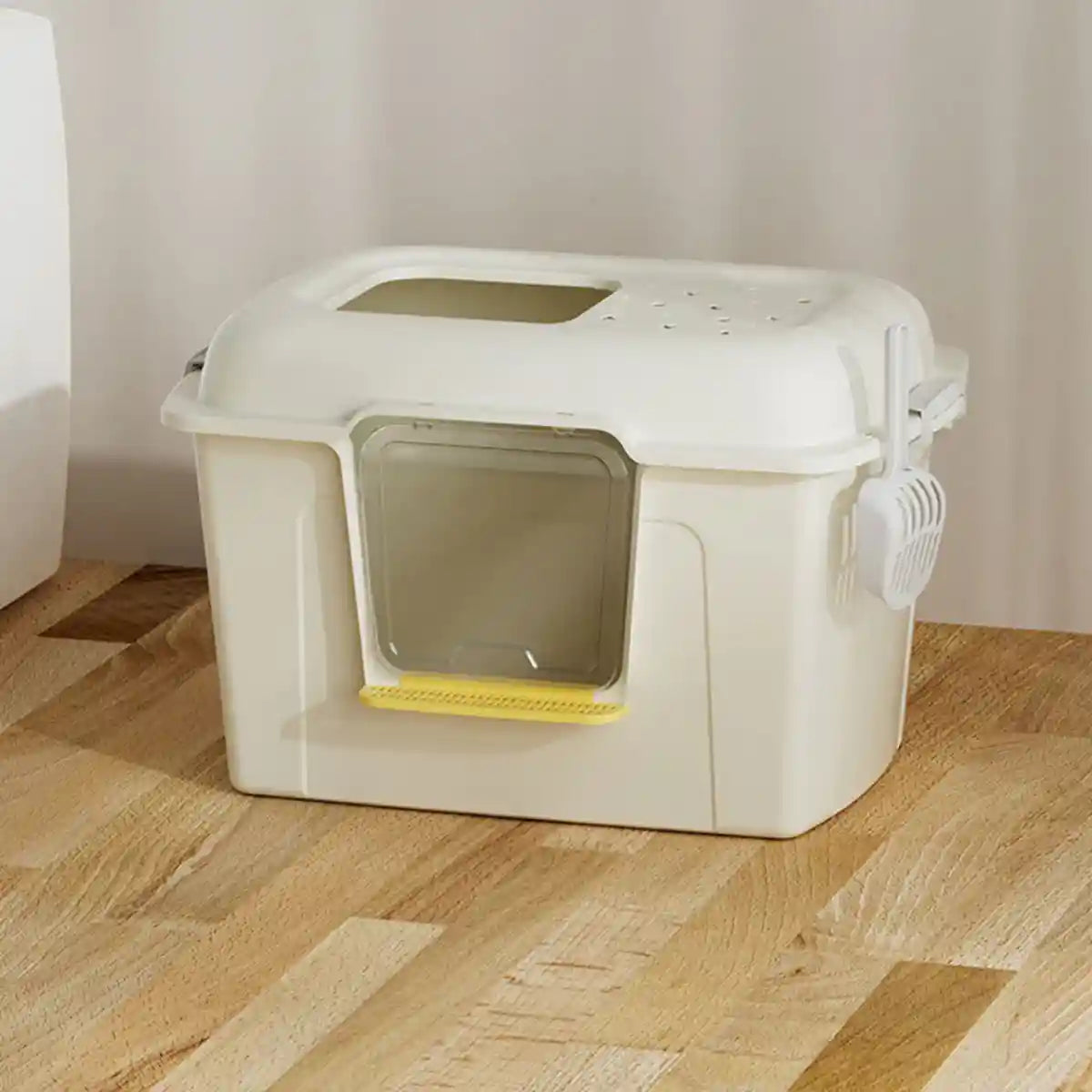 Spacious Enclosed Cat Litter Box With Dual Entry & Scoop