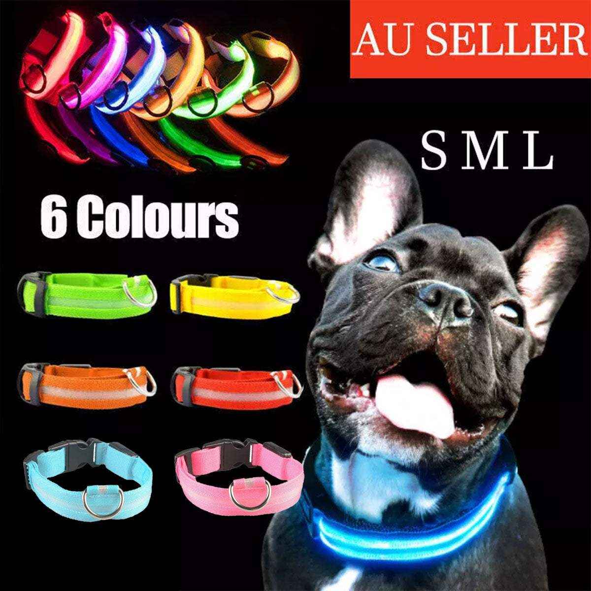USB Rechargeable Light Up Dog Collar Glow in the Dark Safety for Night Walks
