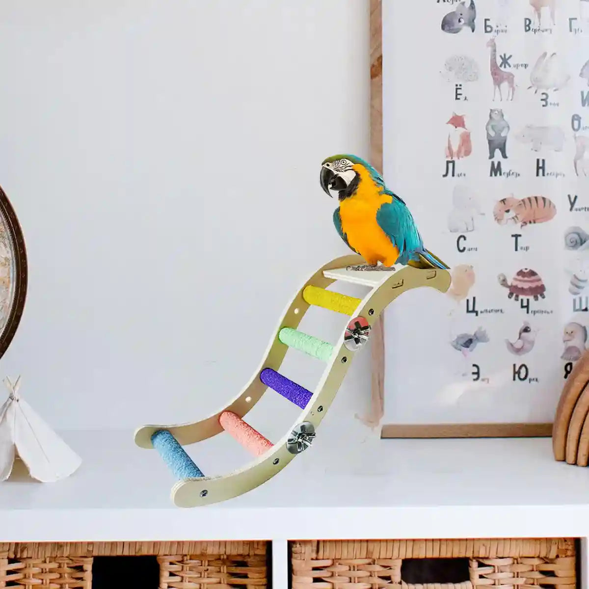 Parrot Climbing Ladder Toy for Birds Claw Care & Swing Platform