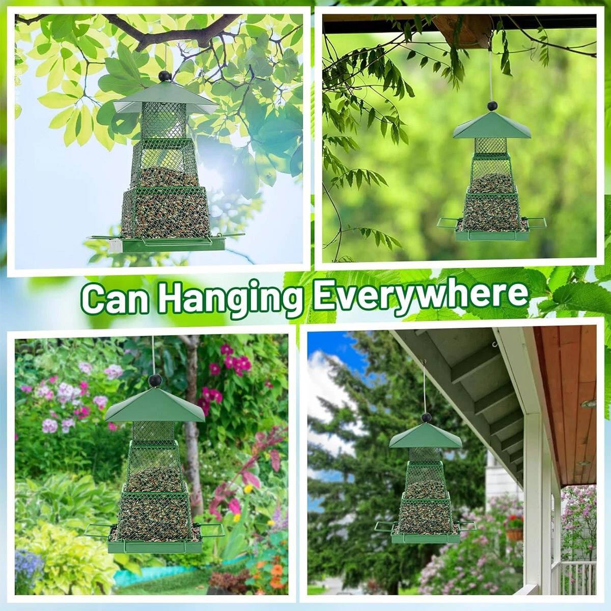 Retractable Outdoor Bird Feeder - Extendable Hanging Metal Bird Feeder for Garden