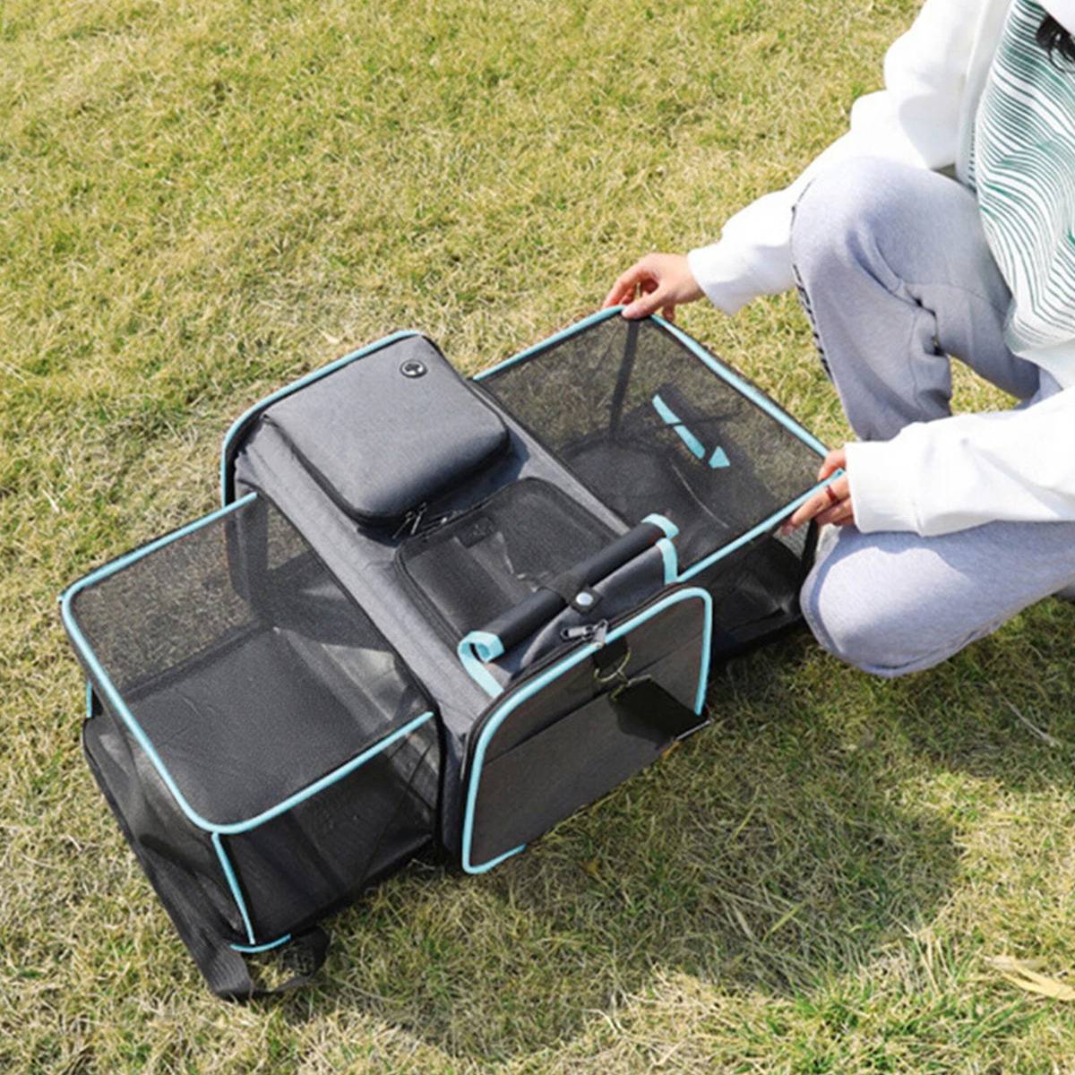 Cat Carrier Bag - Expandable Travel Pet Bag (48x30x31cm)