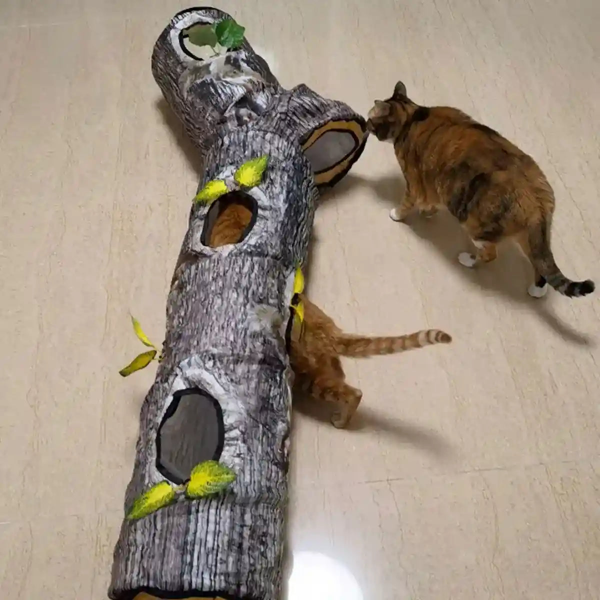 Y-Shaped Tree Trunk Cat Tunnel for Indoor & Outdoor Pet Play