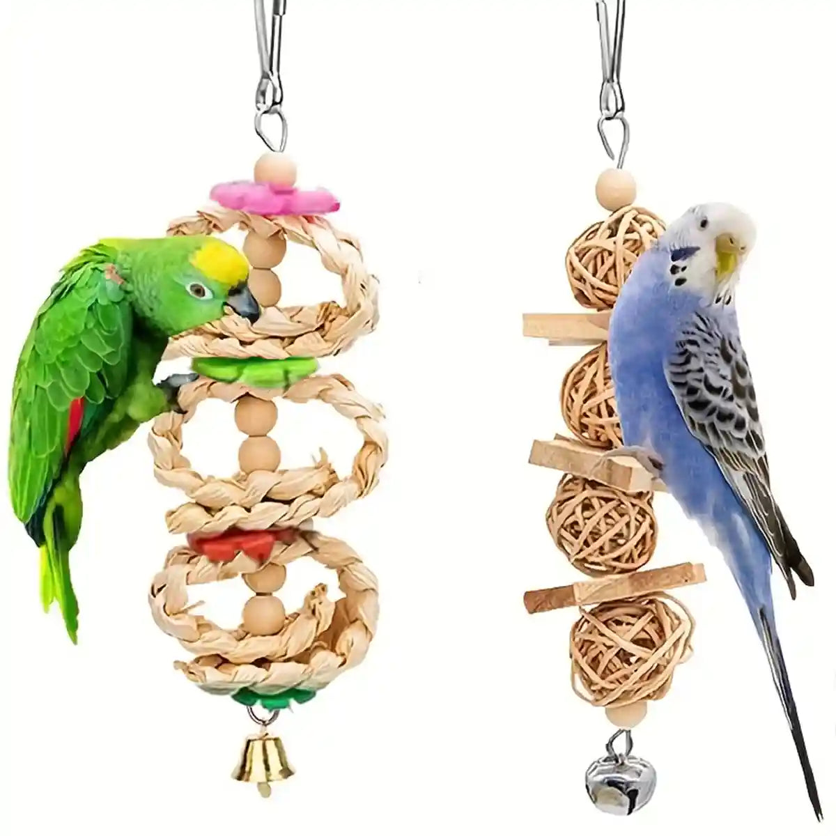 9PCS Bird Toys Set for Parrots Wooden Chew Swing Ladder Kit
