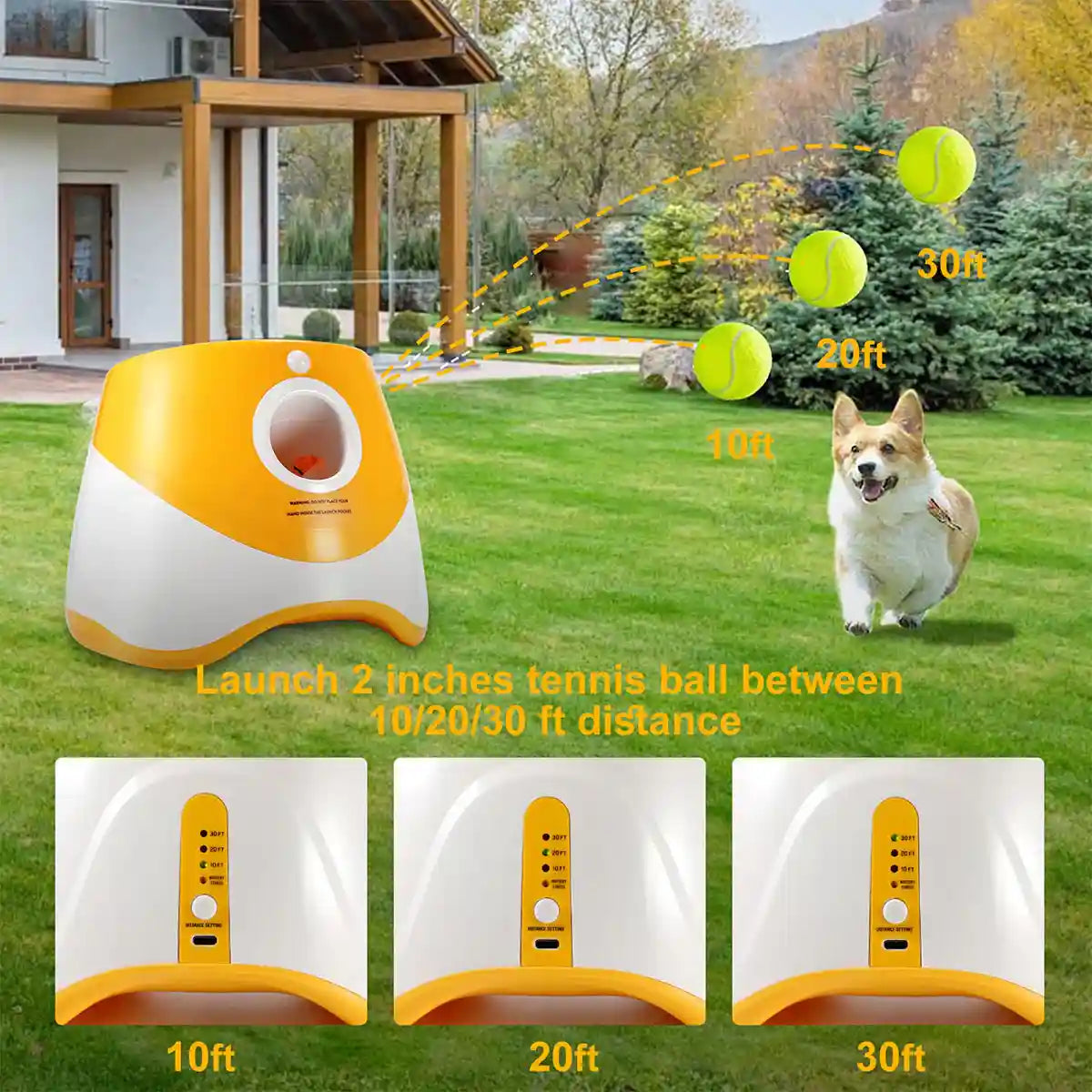 Pet Ball Thrower Outdoor Elastic Tennis Launcher Dog Toy Automatic Ball Machine