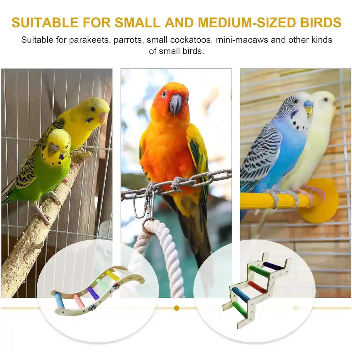 Parrot Climbing Ladder Toy for Birds Claw Care & Swing Platform