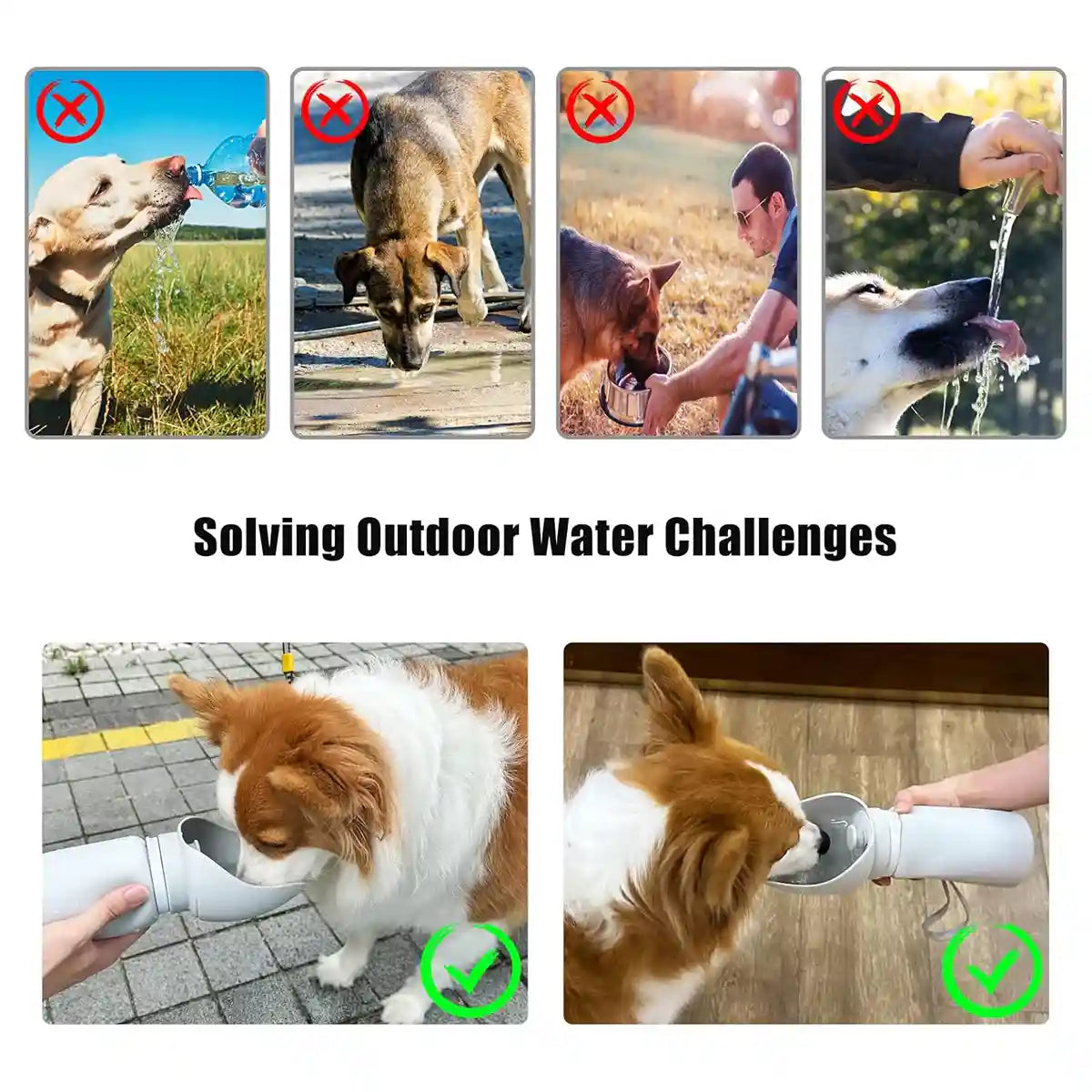 Foldable Dog Water Bottle 550ml Leakproof Pet Travel Dispenser