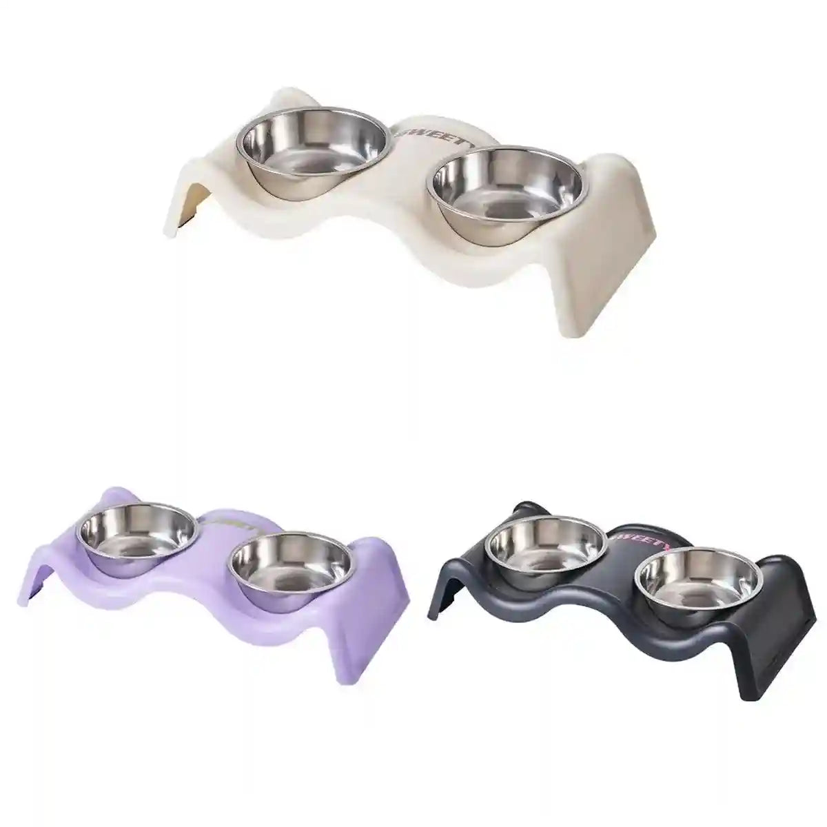 Modern Double Feeder with Elevated Pet Bowl Design for Cats and Small Dogs