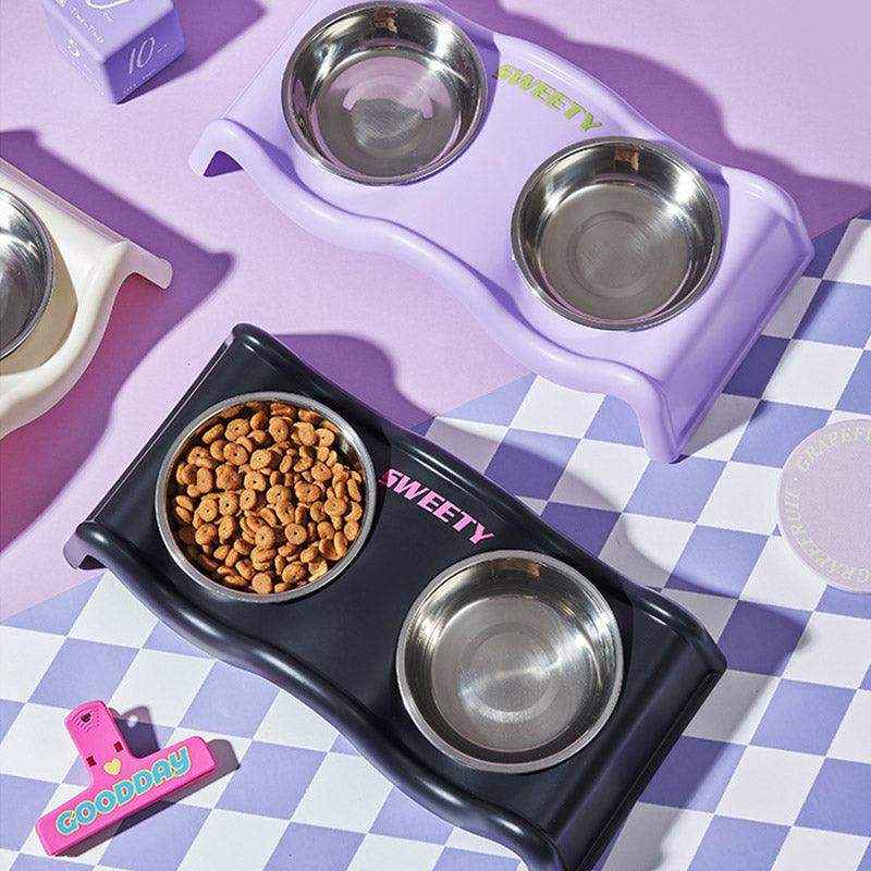 Modern Double Feeder with Elevated Pet Bowl Design for Cats and Small Dogs