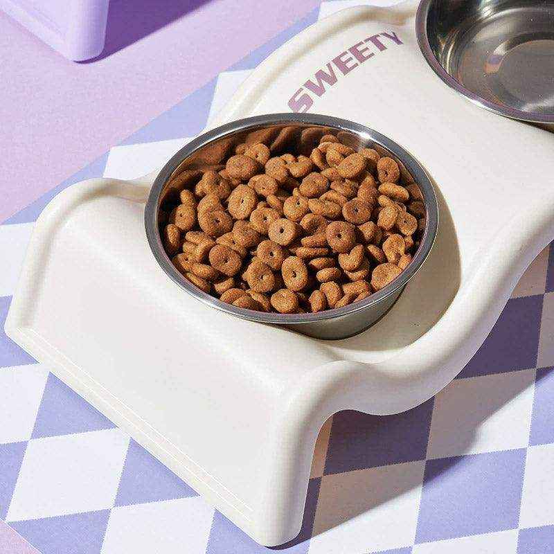 Modern Double Feeder with Elevated Pet Bowl Design for Cats and Small Dogs
