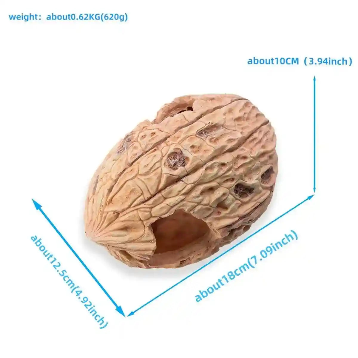 Walnut Reptile Hideout Cave for Lizards and Small Pets