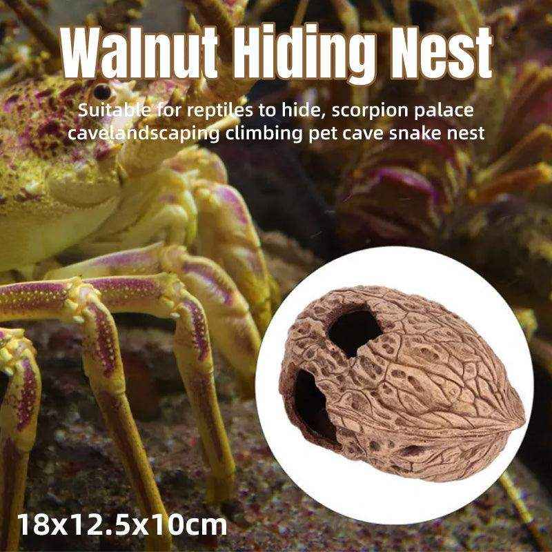 Walnut Reptile Hideout Cave for Lizards and Small Pets