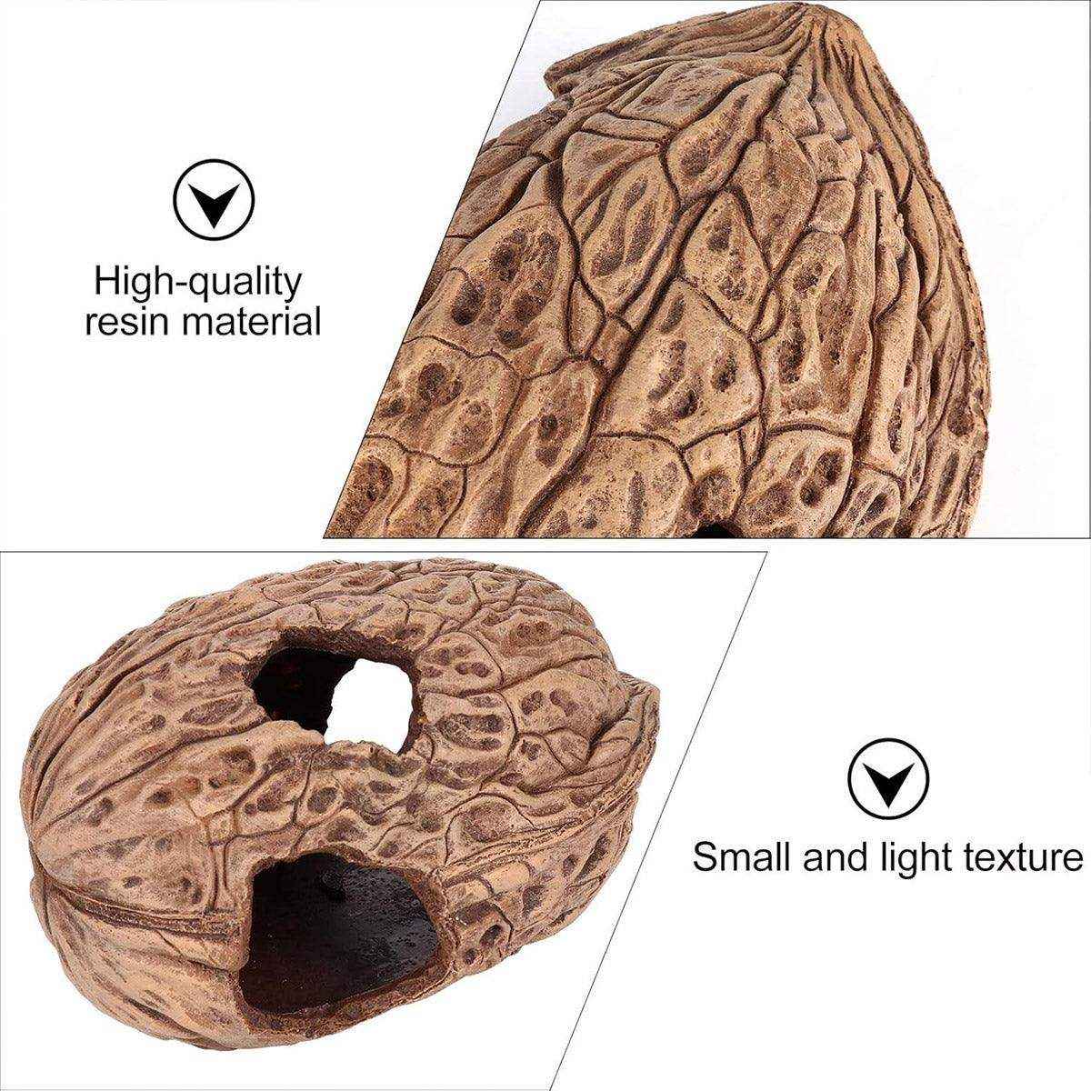 Walnut Reptile Hideout Cave for Lizards and Small Pets