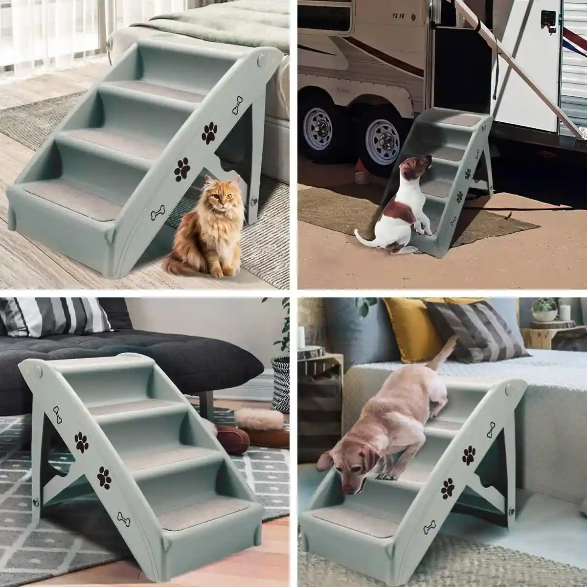 Foldable Pet Stairs with Non-Slip Surface for Dogs and Cats