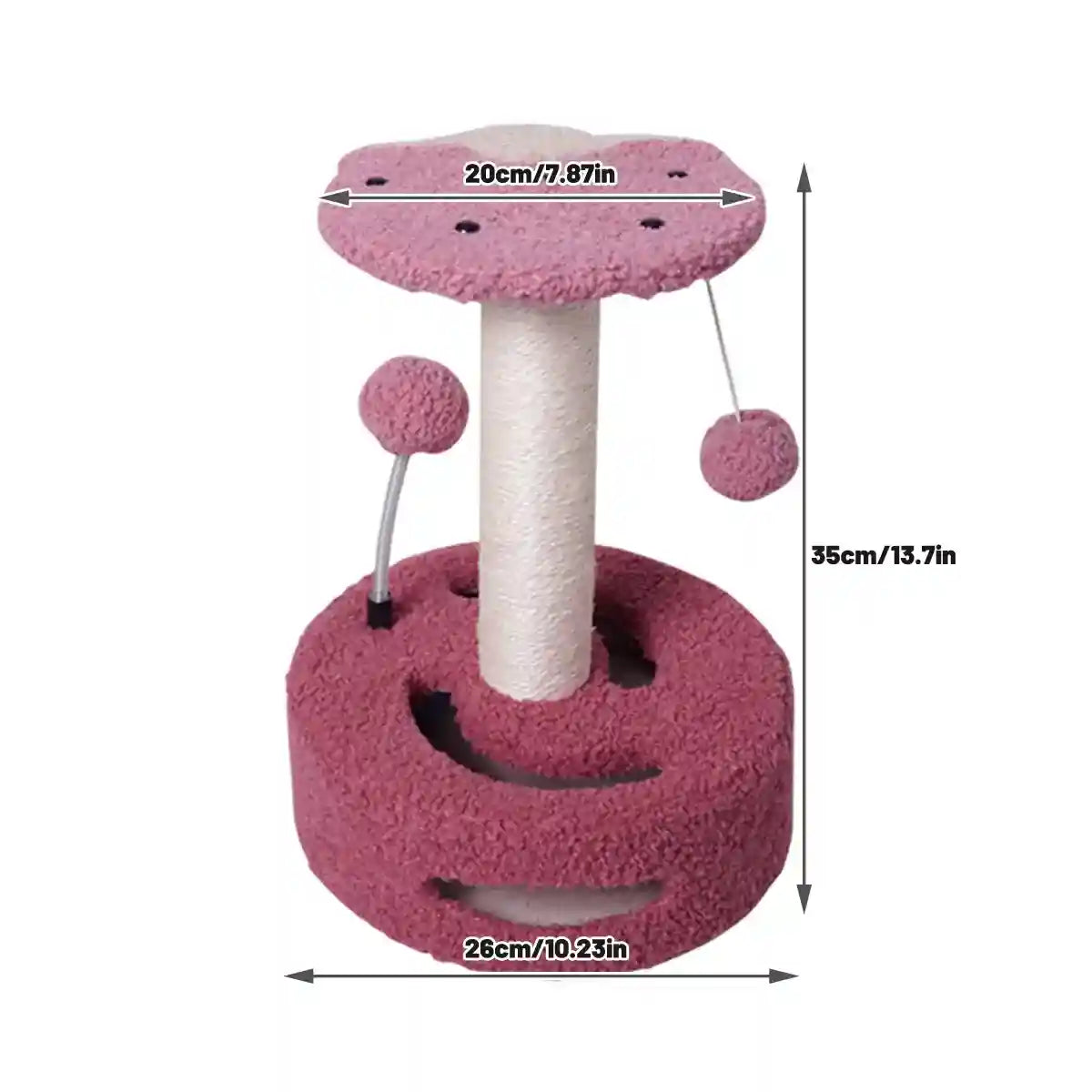 Fruit-Themed Cat Scratching Post with Toy Ball and Plush Base