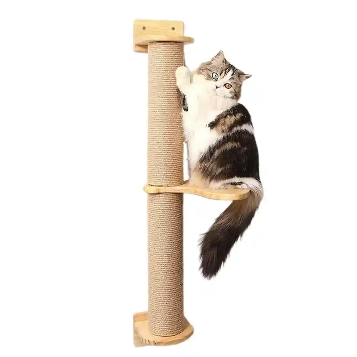 Wall-Mounted Cat Climbing Post with Rotatable Step Platform