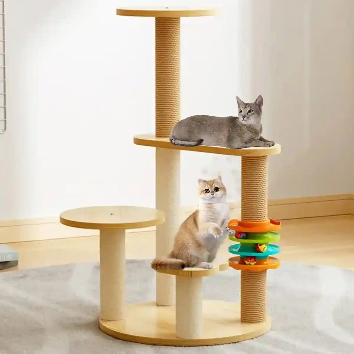 Multifunctional Cat Climbing Frame with Capsule Bed and Turntable Toys