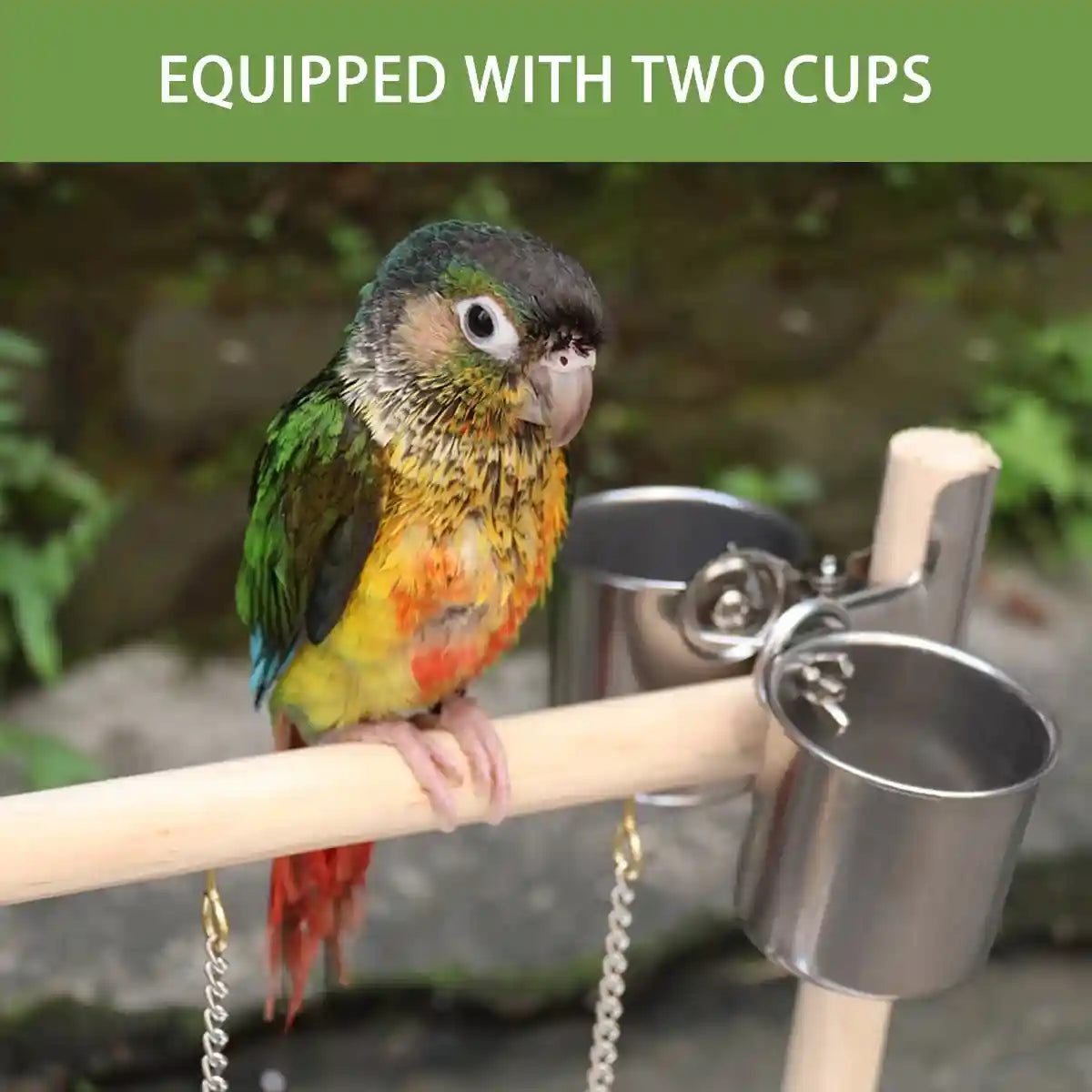 Wooden Parrot Playground With Swing Ladder Feeder And Perch