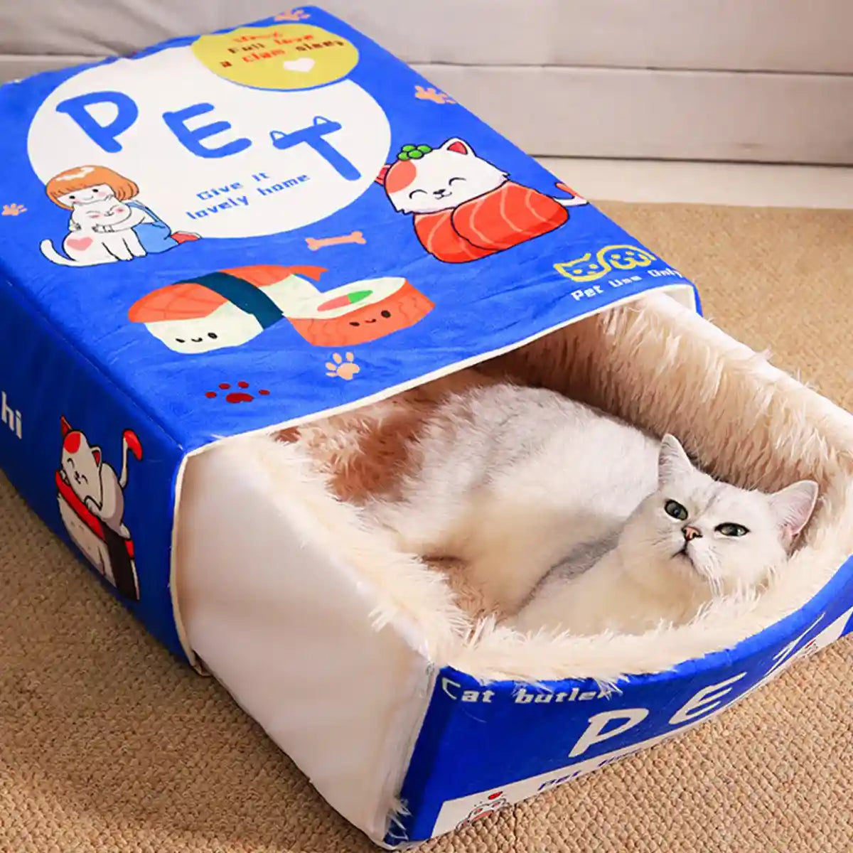 Warm Rectangular Pet Bed with Plush Interior