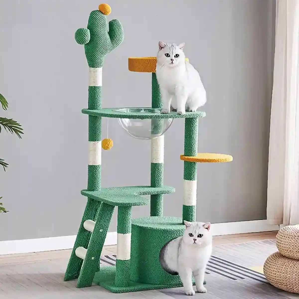 Cactus Cat Tree Tower with Capsule Bed and Multi-Level Scratching Posts