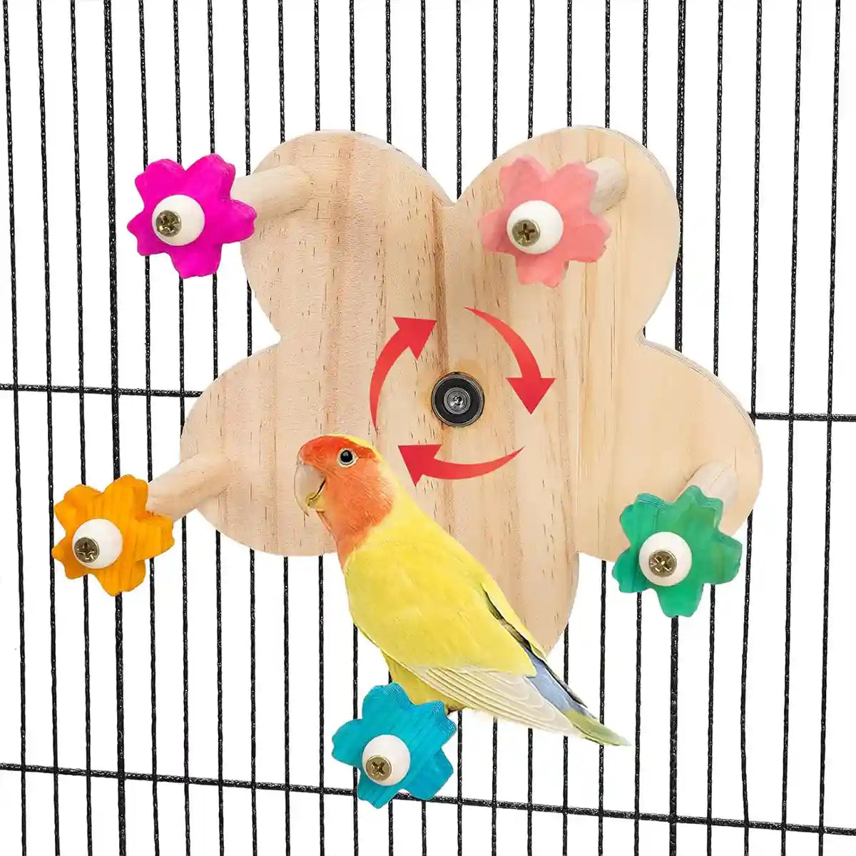 Rotatable Ferris Wheel Parrot Toy for Cage Play and Chewing