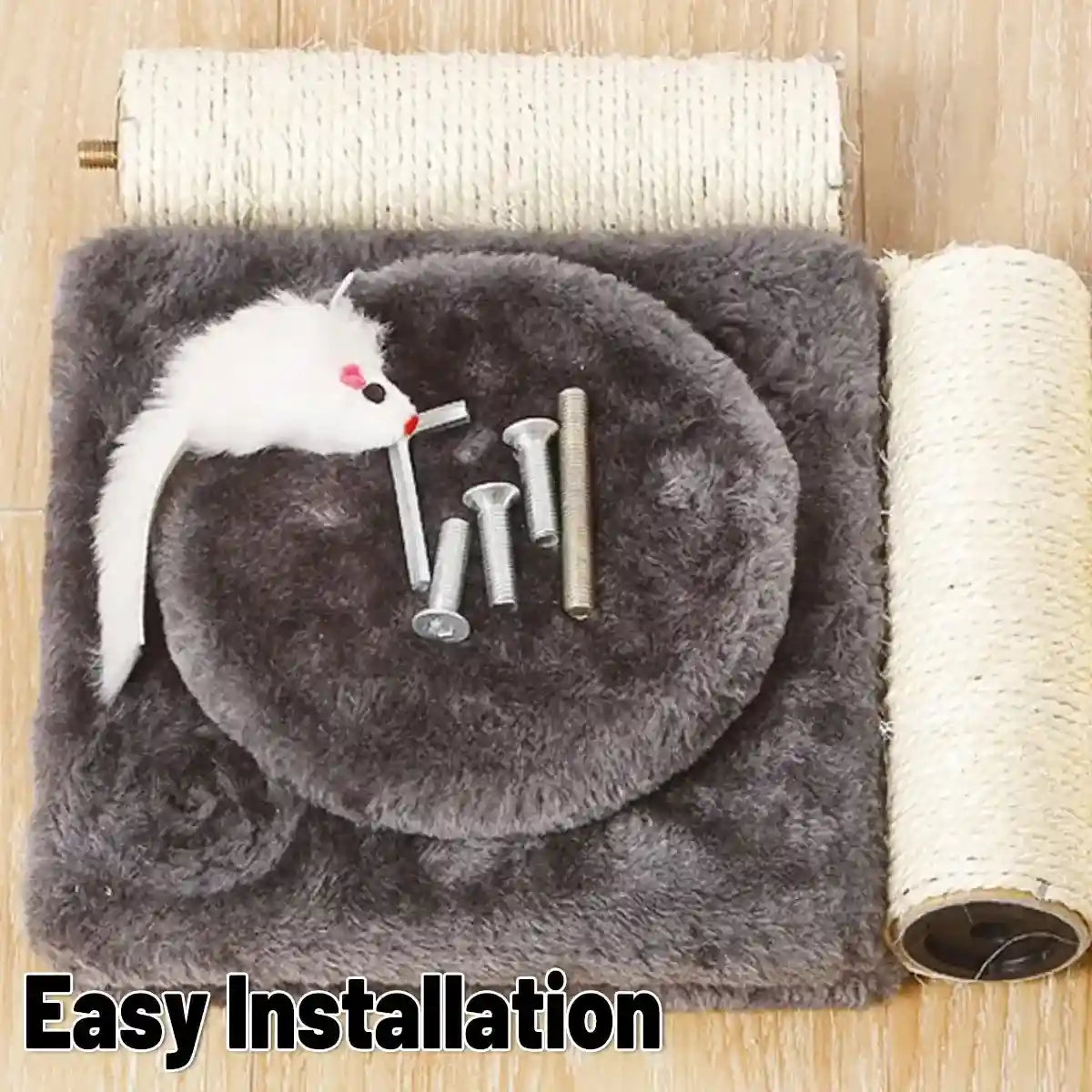 Compact Cat Climbing Post with Sisal and Hanging Toy for Kittens